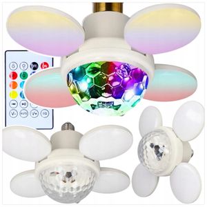 Lampe LED Plafonnier Pliable 4 Pales RGB avec Projecteur d’Étoiles,Haut-Parleur Bluetooth et Éclairage Multicolore