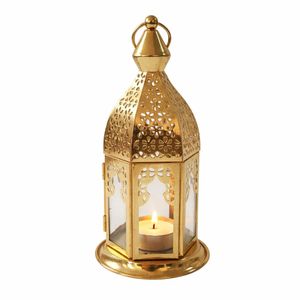 Lanterne Décorative Orientale en Métal Doré – Bougeoir Ramadan et Mariage – Style Arabe et Traditionnel
