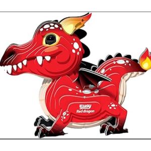 Eug Modèle en bois éducatif d'animaux en 3D pour enfants /DRAGON ROUGE