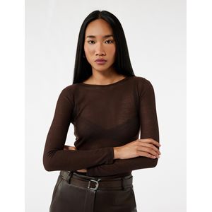 Koton T-shirt côtelé basique - Brun