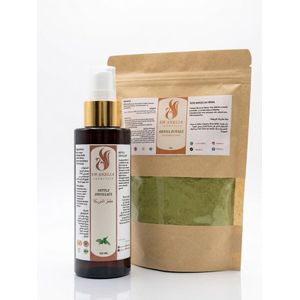 SWANELIA COSMETICS باك Swanelia - الحناء الطبيعية بودرة 250غ ومقطر الحريكة 130مل لمنع تساقط الشعر وتكثيفه