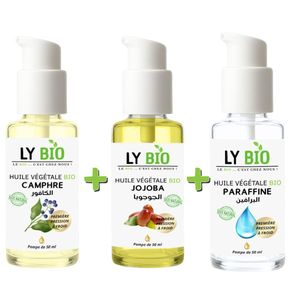 LY BIO PACK HUILE CAMPHREE 50ML - POMPE + HUILE JOJOBA 50ML - POMPE + HUILE PARAFFINE 50ML - POMPE