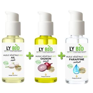 LY BIO PACK HUILE AIL 50ML - POMPE + HUILE OIGNON 50ML - POMPE + HUILE PARAFFINE 50ML - POMPE