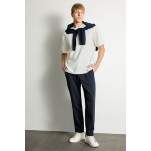 Defacto Pantalon bleu marine à jambe droite en tissu extensible
