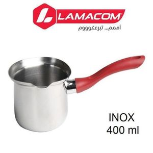 Casserole chauffe lait, pot à lait ou café 400 ml en INOX avec bec verseur