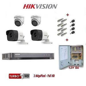 Hikvision Pack Caméras 5MP avec 4 Cameras Etanches + DVR Turbo HD