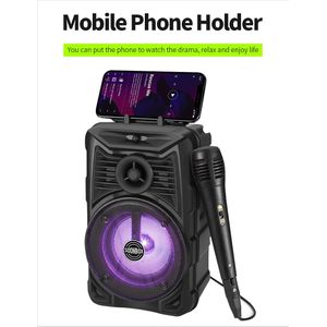 Haut-Parleur Karaoké Bluetooth avec Micro Sans Fil et Support Intégré pour Téléphone