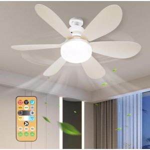 Ventilateur de plafond avec éclairage LED et télécommande, 6 Pales, 3 vitesses de ventilation.