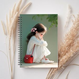 Carnet Spiralé A5 Anime - Journal Manga Kawaii Mignon avec Personnage à Tresses Rouges, Nœud Rose & Design Fournitures Scolaires, Journal de Poche Portable pour Étudiants, Idée Cadeau (Style A)