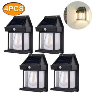 Genebre Lampe Solaire Extérieure pour Cour et Mur – Applique LED Étanche 4pcs