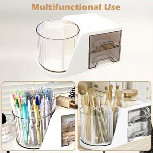 Boîte de Rangement Cosmétique Rotative pour Pinceaux et Rouges à Lèvres