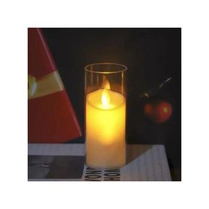Bougie LED Décorative Blanche avec Verre Transparent