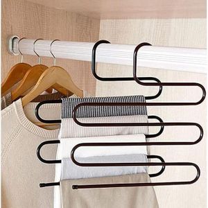 Cintre en forme de S, 5 couches pour pantalon, jupes, foulard