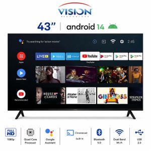 Vision Smart TV LED 43" Android + Abonnement Chaine 12 Mois