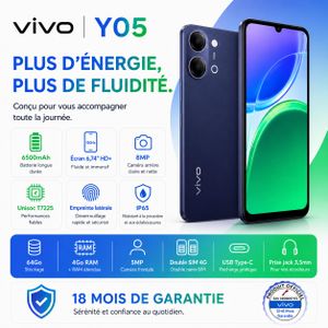 vivo Y05 – Smartphone – 4 Go / 64 Go Black 