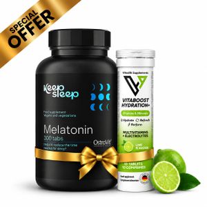 OstroVit Pack Keep Sleep Melatonine 300 Tabs + Vitamins & Minerals Citron Vert 10 Comprimés