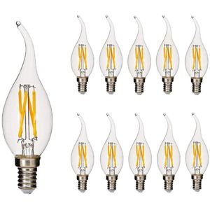 Lot de 10 ampoules LED E14 flamme 4,9W 470Lm 3000K - garantie 2 ans