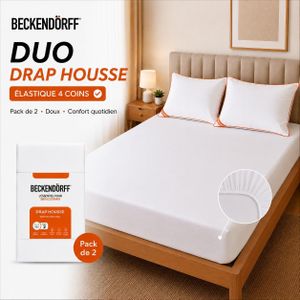 Beckendörff Duo Draps-Housses 180x200 cm – (Pack de 2) – 100% Cotonelle - Hypoallergénique, Facile à Entretenir Et Durable - Blanc