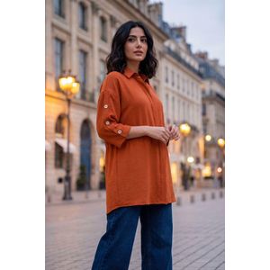 Marwa سترة واسعة الأكمام - TU848H25 - لون الطوب