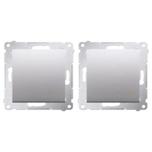 SIMON Interrupteur Va et vient - Contrôle Lumineux - Aluminium 54 - Connexion à vis avec griffes - Lot de 2