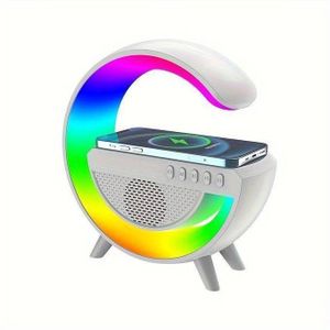Mini chargeur sans fil multifonction,LED support de haut-parleur RGB,veilleuse,