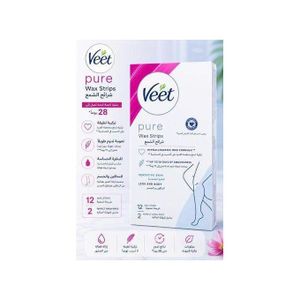 Veet Bandes de Cire Pure pour Peaux Sensibles – Épilation Hypoallergénique Longue Durée Jusqu'à 28 Jours