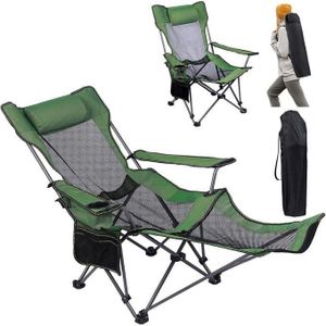 Chaise Longue Pliante de Camping avec Repose-Pieds