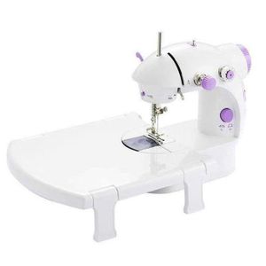 Mini Sewing Machine Double Speed Automatic Thread With Light-White And table