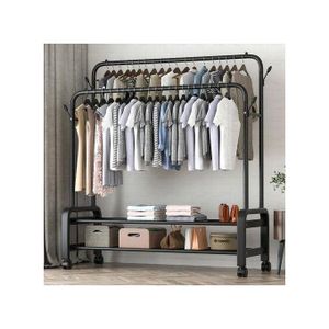 General Porte-vêtements En Métal à Double Pôle.porte vêtements fer noir