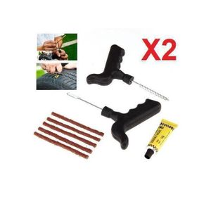X2 Kit de réparation pneu avec mèches pour pneu tubeless