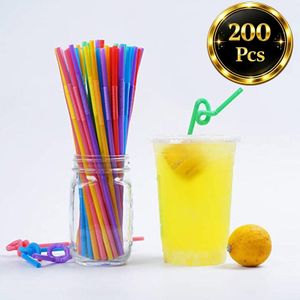 Lot de 200 Pailles Flexibles Multicolores - Idéal pour Cocktails, Fêtes et Jus de Fruits