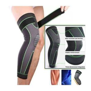 1 Genouillère de sport longues, bandage de compression antidérapant, longue bande, support de jambe