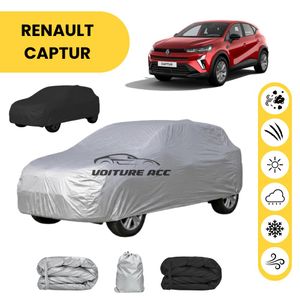 Bâche voiture imperméable double face – Protection complète contre pluie, soleil et poussière + sac offert ( RENAULT CAPTUR )