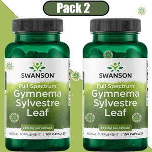 Swanson Pack 2 Swanson, Gymnema Sylvestre Leaf, Full Spectrum, 400 mg, 100 Capsules