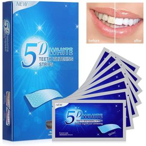 5D White – Bandes de Blanchiment Dentaire à la Menthe pour un Sourire Éclatant,7pièces (14 paires)