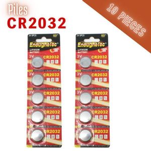 EnoughElec 10 x Piles CR2032 3V Batterie, Pile Bouton au Lithium 3 volts