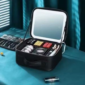 Genetix Laboratory Trousse de Maquillage Professionnelle avec Miroir LED - Mallette d'Organisation Cosmétique Portable Rechargeable USB pour Voyage et Rangement