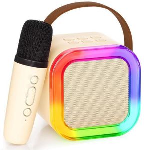 Haut-parleur avec microphone sans fil Bluetooth, Machine de karaoké, Lumière Dynamique LED Portable