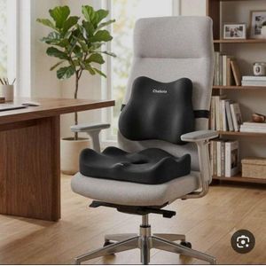 Ensemble Ergonomique Coussin Lombaire & Coussin d'Assise à Mémoire de Forme – Pour Voiture, Bureau & Fauteuil