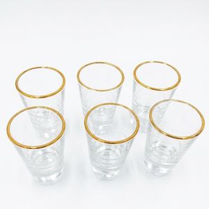 Lot de 6 Verres en Verre Petit Format avec Bordure Dorée – Verres Élégants pour Thé, Café et Boissons