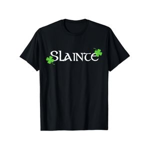 T-shirt Slainte Irish Good Health Cheers - T-shirt de la Saint-Patrick avec motif trèfle porte-bonheur - T-shirt en coton doux et respirant pour homme et femme - Tenue de fête de pub irlandais, tenue décontractée de tous les jours - Tailles  - Noi