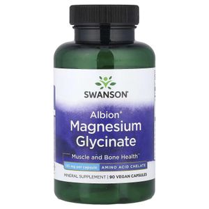 Swanson Albion® Magnésium Glycinate (Bisglycinate chélaté) 133 mg – 90 Capsules Véganes – Minéral pour Muscles & Système Nerveux –