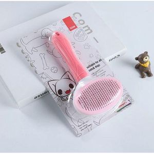 Brosse autonettoyante pour chien et chat - Rose