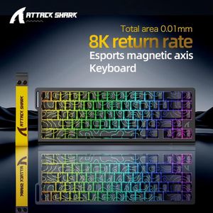 ATTACK SHARK Mini Clavier mécanique X68 HE Rapid Trigger Keyboard Magnetic Switch précision RT 0.01mm, taux de numérisation 128K, claviers de jeu VALORANT 66 touches avec  Clavier de jeu rétro-éclairé pour ordinateur USB RGB Magnetic Switch Keyboard X68 HE NO