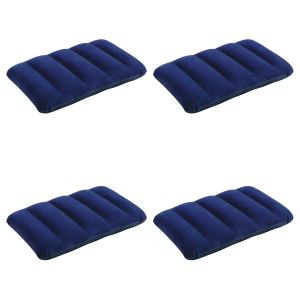 Lot de 4 - Oreiller Gonflable - Confortable et Compact - Usage Camping et Voyage - Bleu Marine