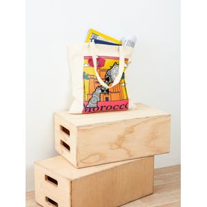 ملصق القصبة وخريطة حقيبة اليد المغربية الكلاسيكية