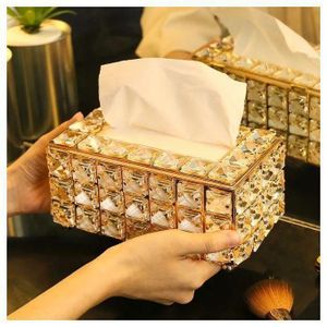 Boîte à mouchoirs rectangulaire en Cristal doré , Couverture de boîte de Tissu Luxe