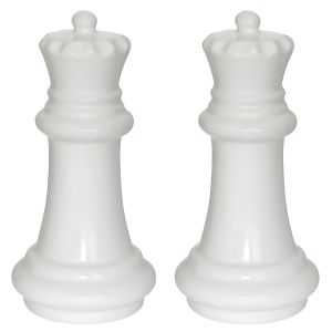 Pièce d'Échecs Décorative - Résine Sculptée - Ornement de Maison / Collection - Reine Blanche - Lot de 2