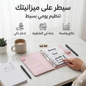 Classeur Budget Rose A6 Organisateur de Dépenses Mensuelles  6 Pochettes Transparentes pour Gestion d'Argent & Documents Économiques