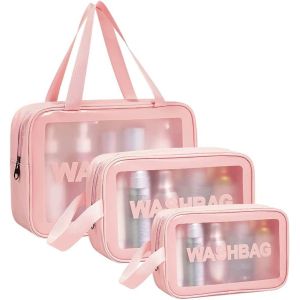 Set 3 Trousse Cosmétiques Transparentes – Résistantes à l’Eau pour Voyage et Quotidien